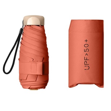 Compact Rain Cover Travel Sunshade Umbrella Orange