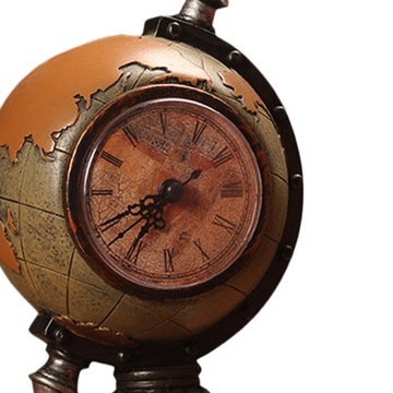 Zegar stołowy z figurką Globe, zegar na biurko z żywicy na centralnym biurku, żółty