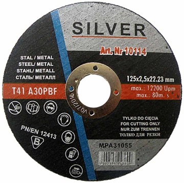 TARCZA ŚCIERNA DO CIĘCIA METALU 125x2,5MM INOX STAL 1 SZT S10114