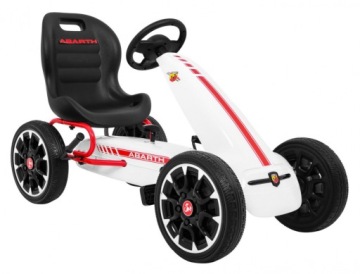 Детский педальный картинг ABARTH белый + колеса EVA + ручной тормоз + маховик