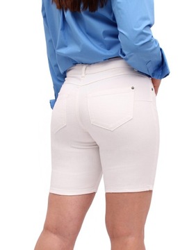krótkie spodenki DAMSKIE BERMUDY jeansowe dżinsowe BIAŁE wysoki stan 42 XL