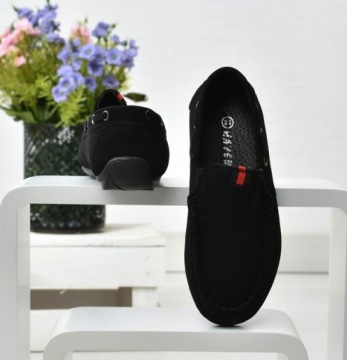 Формованные кожаные мокасины для мальчиков, ЧЕРНЫЕ r36