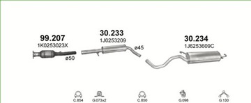 Комплект глушителей на Seat Leon объём 1.6