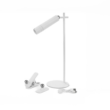 Lampka Biurkowa V-TAC 4w1 37cm Kinkiet Klips Latarka 3W LED Biała VT-7413