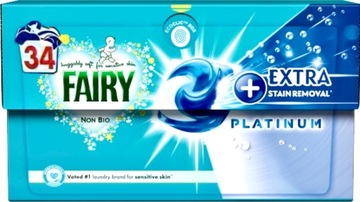 FAIRY PLATINUM Non Bio + Extra Stain Removal Kapsułki z odplamiaczem 34 szt