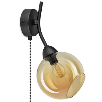 Lampa Ścienna Kinkiet Szklana Kula Miód E14 LED