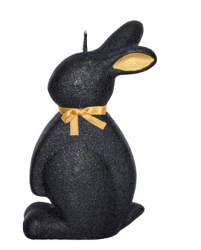 СВЕЧА ПАСХАЛЬНЫЙ ЗАЯЦ 19СМ ВЕЛЮР ЧЕРНЫЙ + ЗОЛОТО