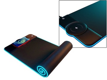 GAMINGOWA PODKŁADKA POD MYSZ LED RGB Z ŁADOWARKĄ