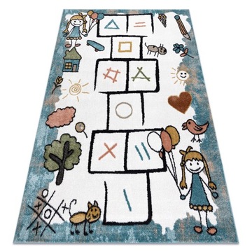 DYWAN DZIECIĘCY FUN 140x190 KLASY niebieski #O272