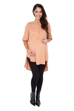 CIĄŻOWA DŁUGA ASYMETRYCZNA TUNIKA camel *** R - 38