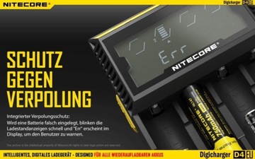 Зарядное устройство Nitecore D4 EU для Li-ion, Ni-MH, LiFePo4