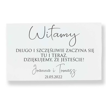 Tablica Powitalna na ślub i wesele Długo i szczęśliwie zaczyna się tu 30x50