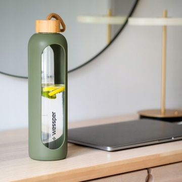 СТЕКЛЯННАЯ БУТЫЛКА ДЛЯ ВОДЫ В ФОРМАТЕ 1000мл ОЛИВКА