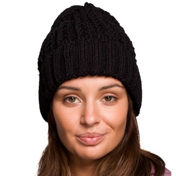 CZAPKA DAMSKA CIEPŁA ZIMOWA UNIWERSALNA BEANIE CZARNA