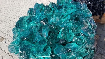 СТЕКЛОБЛОКИ БИРЮЗОВЫЙ КАМЕНЬ СТЕКЛО ДЛЯ ГАБИОНОВ 5кг 10-20см