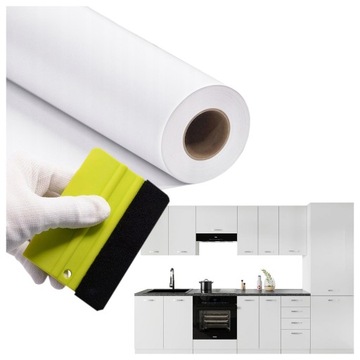 Folia Okleina Meblowa Samoprzylepna Blaty Drzwi Kuchnia Biały Mat 122X400