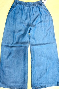 ZWIEWNE SPODNIE JEANSOWE JEANS NIEBIESKIE SZEROKIE KULOTY 40/42/44