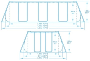 Каркасный прямоугольный бассейн 404x201x100 BESTWAY Garden SET 56721