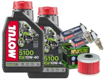 ZESTAW OLEJ MOTUL 5100 10W40 2L FILTR HF113 ŚWIECE HONDA VT125 Shadow 99-08