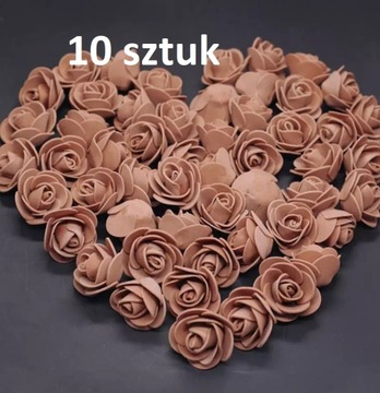 Brązowe Piankowe róże 3 CM różyczki 10 sztuk