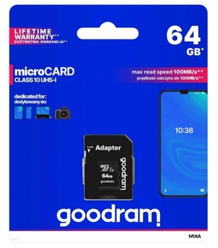 Карта памяти Goodram 64 ГБ с адаптером класса 10