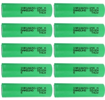 AKUMULATOR LITOWO JONOWY WYSOKOPRĄDOWY INR 18650 25R SAMSUNG 2500 mAh 10szt