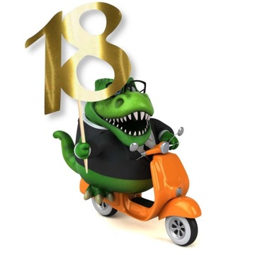 TOPPER na tort DEKORACJA na 18 URODZINY liczba złoty METALIK