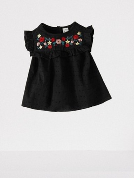 SHEIN CZARNA BLUZKA HAFTY (9-12M)