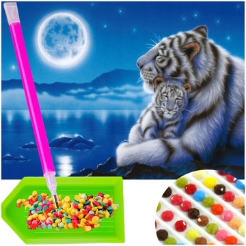 HAFT DIAMENTOWY TYGRYS Diamond Painting OBRAZ 5D Obrazy z diamencików 5D