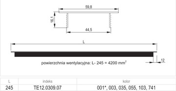 2 x АЛЮМИНИЕВАЯ ВЕНТИЛЯЦИОННАЯ РЕШЕТКА - ALU 60x245 мм