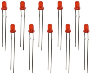 Dioda LED okrągła THT 3mm czerwona komplet 10szt