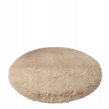 pluszowy dywan okrągły 100cm (beżowy)