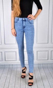 Spodnie Jeansy Wysoki Stan Jeansowe Push-Up Skinny