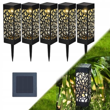5X LAMPA OGRODOWA SOLARNA LED WBIJANA Z CZUJNIKIEM ZMIERZCHU SŁUPEK