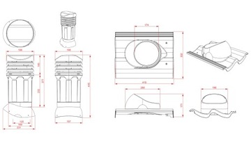Вентиляционный камин 125 мм для вентиляции Parotec для Braas Baltic S Tile S - Графит