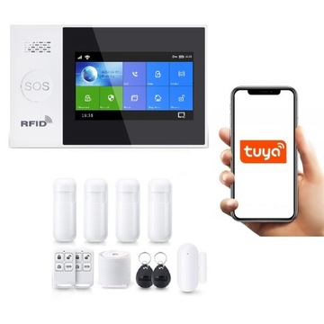 BEZPRZEWODOWY ALARM z LCD GSM 4.3' WiFi SMS TUYA SMART PO POLSKU