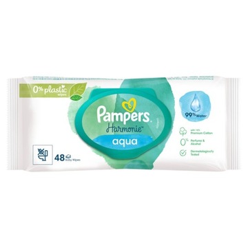 PAMPERS HARMONIE AQUA 99% WODY CHUSTECZKI NAWILŻANE DLA NIEMOWLĄT 48SZT