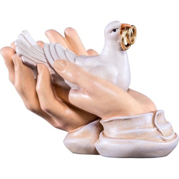 Gołąb z obrączkami w ochronnych dłoniach - 10 cm, Kolor