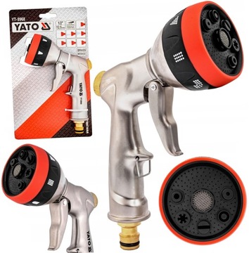 ДОЖДЕВАТЕЛЬ ВОДЫ YATO ЛАТУННЫЙ САДОВЫЙ ПИСТОЛЕТ 7 ФУНКЦИЙ ДЛЯ РЕГУЛИРОВКИ ШЛАНГА