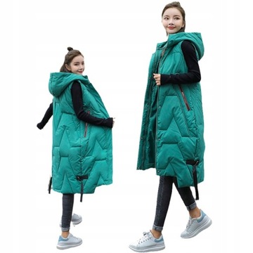 DAMSKI BEZRĘKAWNIK KAMIZELKA PIKOWANA DŁUGI M/2XL
