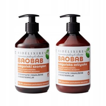 Bioelixire Baobab 2x500ml odżywka+szampon VEGAN