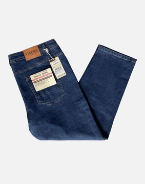 DUŻE Spodnie Jeans Męskie Texasy Dżinsy Klasyczne Proste Granat 9639 W42L30