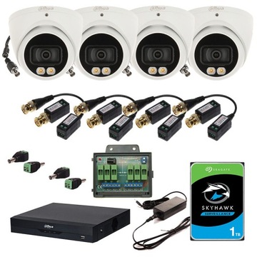 DAHUA Zestaw kamer monitoringu 4x2MPx LED MIC AI