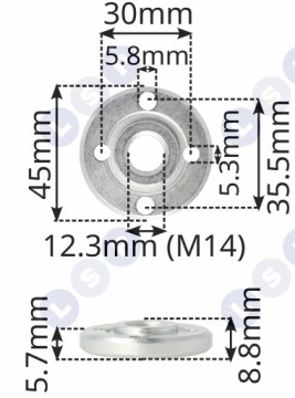 ГАЙКА И УНИВЕРСАЛЬНАЯ ШАЙБА ДЛЯ РЕЗЬБЫ М14 ДЛЯ НАБОРА УГЛОВОЙ ШЛИФРОВКИ