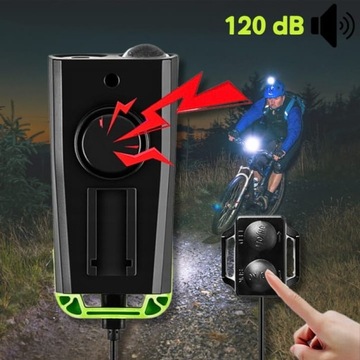 ZESTAW MOCNA LAMPKA ROWEROWA PRZÓD TYŁ LICZNIK BEZPRZEWODOWY DZWONEK