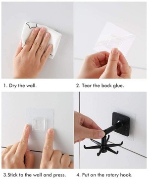 КРЮЧОК ВРАЩАЮЩАЯСЯ ВЕШАЛКА 360, самоклеящаяся для кухни