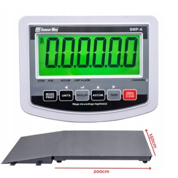 WAGA PLATFORMOWA INWENTARZOWA 1,5t 1,5x2m 200g NAJAZDY 1500kg ELEKTRONICZNA