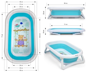 Wanienka składana z termometrem dla dzieci Aqua Niebieski Milly Mally
