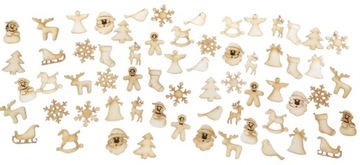 Mini drewniane dekoracje święta mix 100szt 3cm