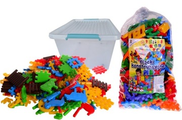 Klocki konstrukcyjne wafle MIX 190 + pojemnik 40l